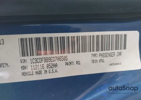 2014 Dodge Dart Sxt z USA, uszkodzony, nr VIN 1C3CDFBB9ED706505